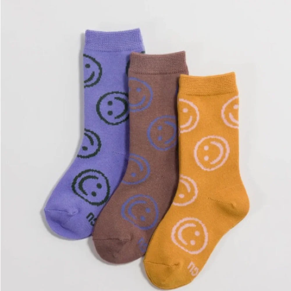 BAGGU Yellow Pink Socks 1 Pair New with Tags